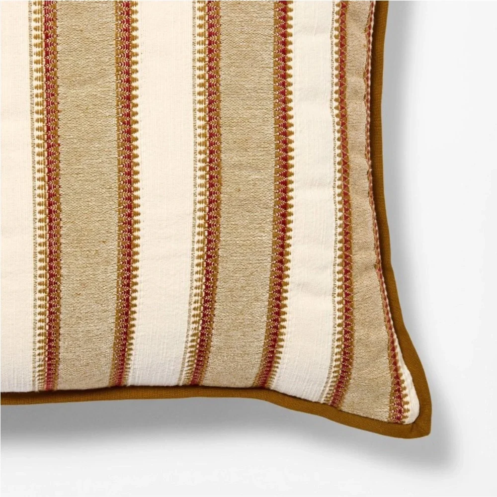Burgundy olive and cream vertical stripe pillow - 20x20 - Threshold Studio McGee
